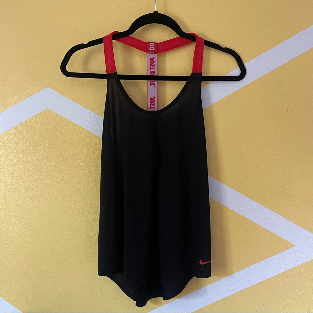 Nike Women's Black Tank Top with Red Straps
